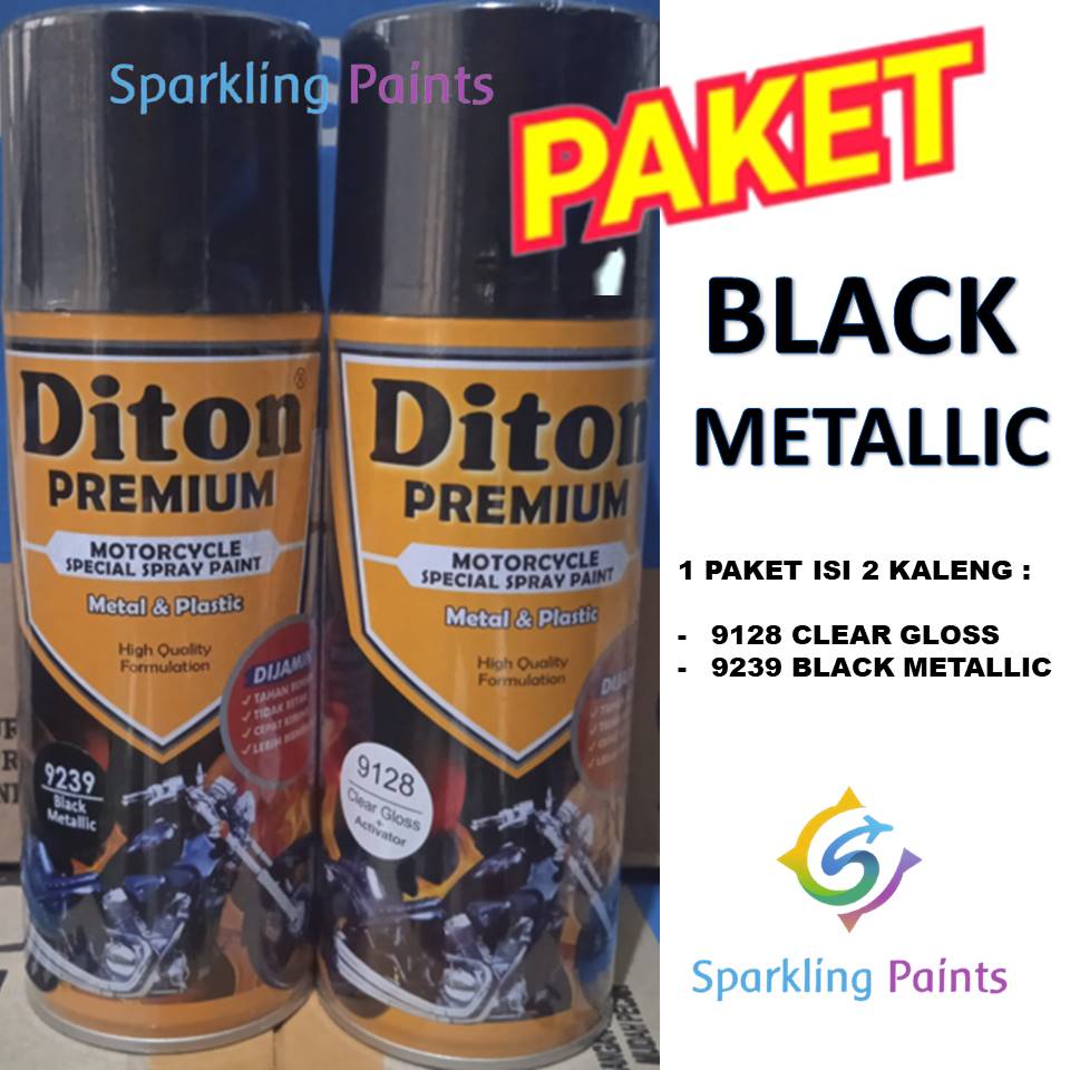 Paket Hemat 9239 Black Metallic Cat Pilox Diton Premium 400ml Warna Hitam Metalik pylox