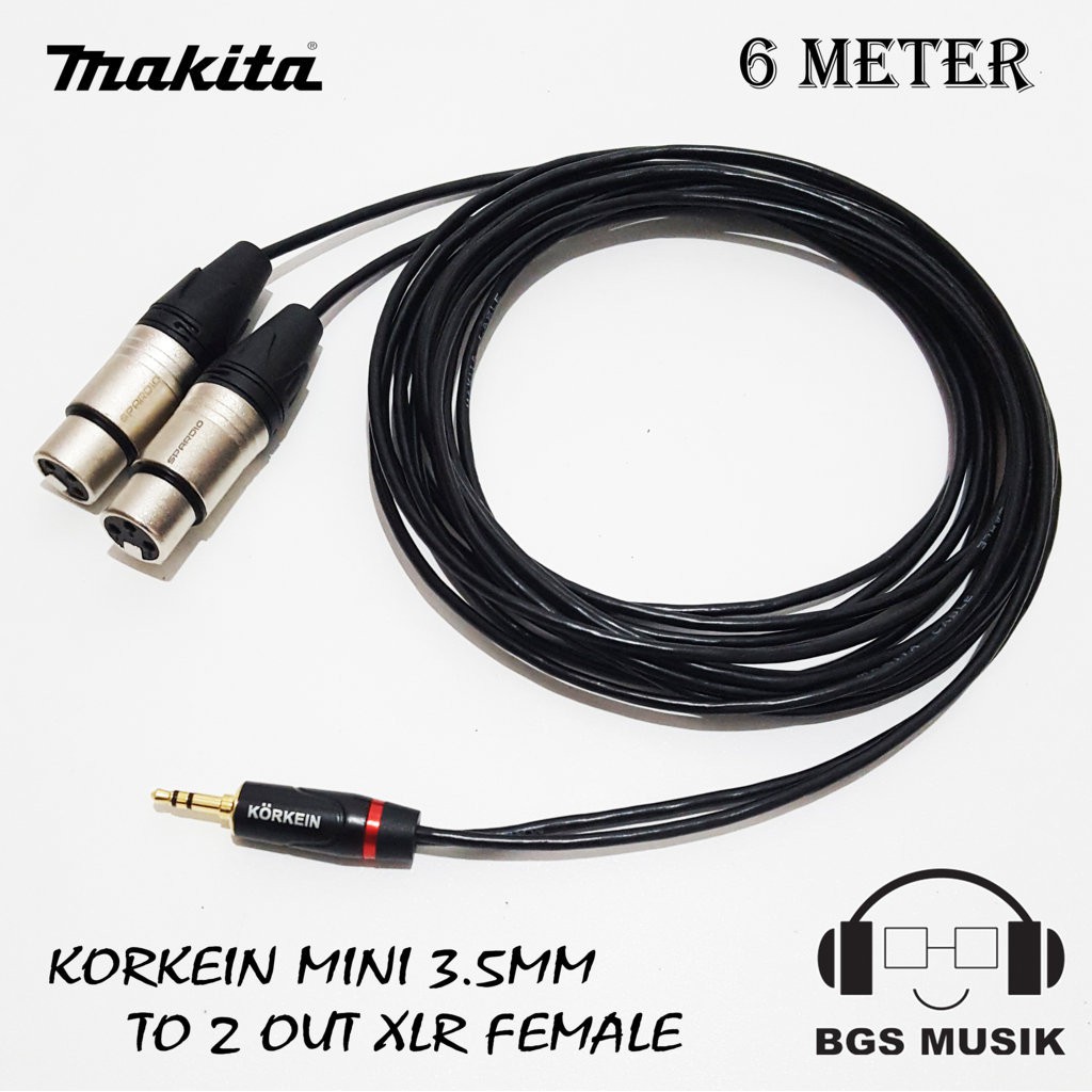 Kabel Jack Mini 3.5mm To 2 Jack XLR Female 6m - Kabel Jack Mini 3.5mm To 2 Jack Canon Female