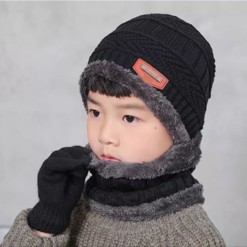 Set Topi Kupluk anak / beanie hat / Topi Musim dingin  anak