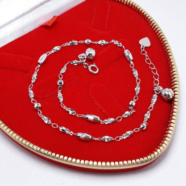 NEW ARRIVAL GELANG KAKI PERAK LAPIS EMAS PUTIH / PERHIASAN GELANG KAKI SILVER 925 / PERHIASAN GELANG