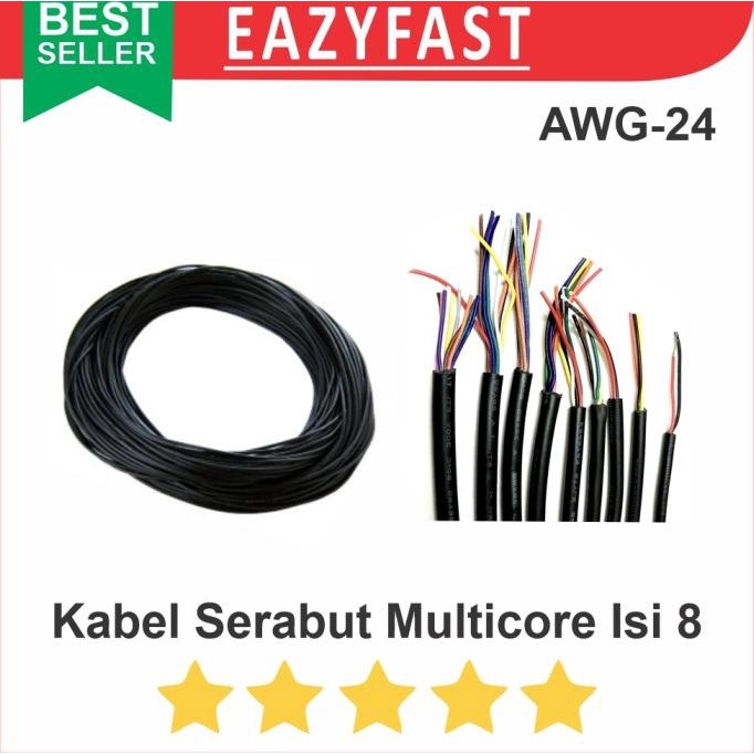 Kabel Serabut Isi 8 Multicore AWG24 AWG 24 CB GX DB Data Signal Sensor efst90 Ayo Beli