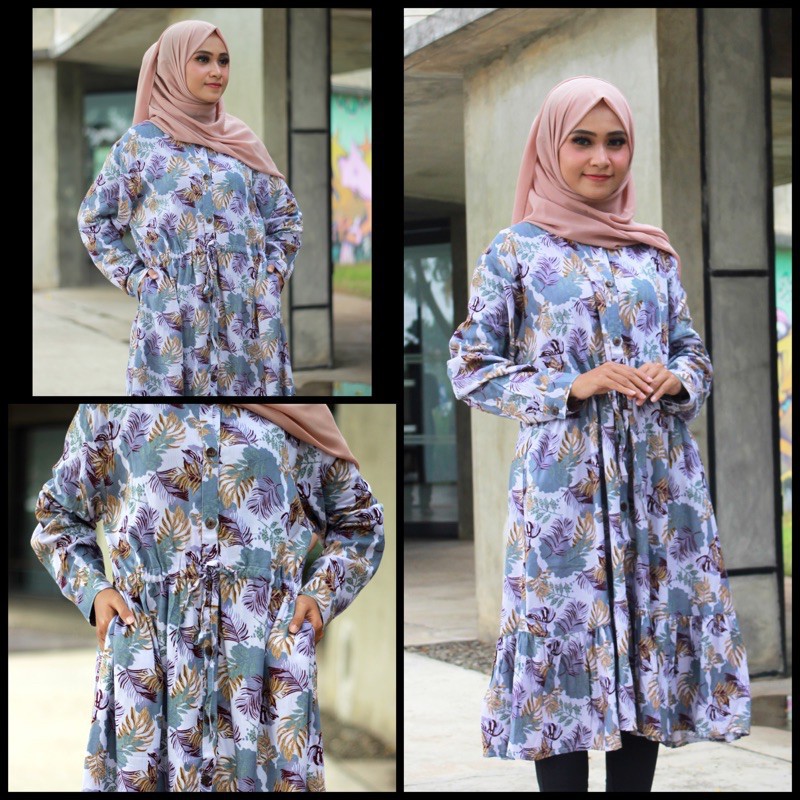 GTS TUNIK UTARI RAYON JUMBO KANCING BUSUI ADEM LEMBUT IKAT SERUT TALI MURAH GROSIR MOTIF BATIK