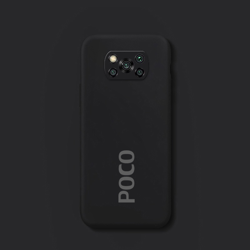 Casing Official Original Silicone Full Protection Soft Camera Protection Case Xiaomi Poco X3 NFC Pro Cover-Black