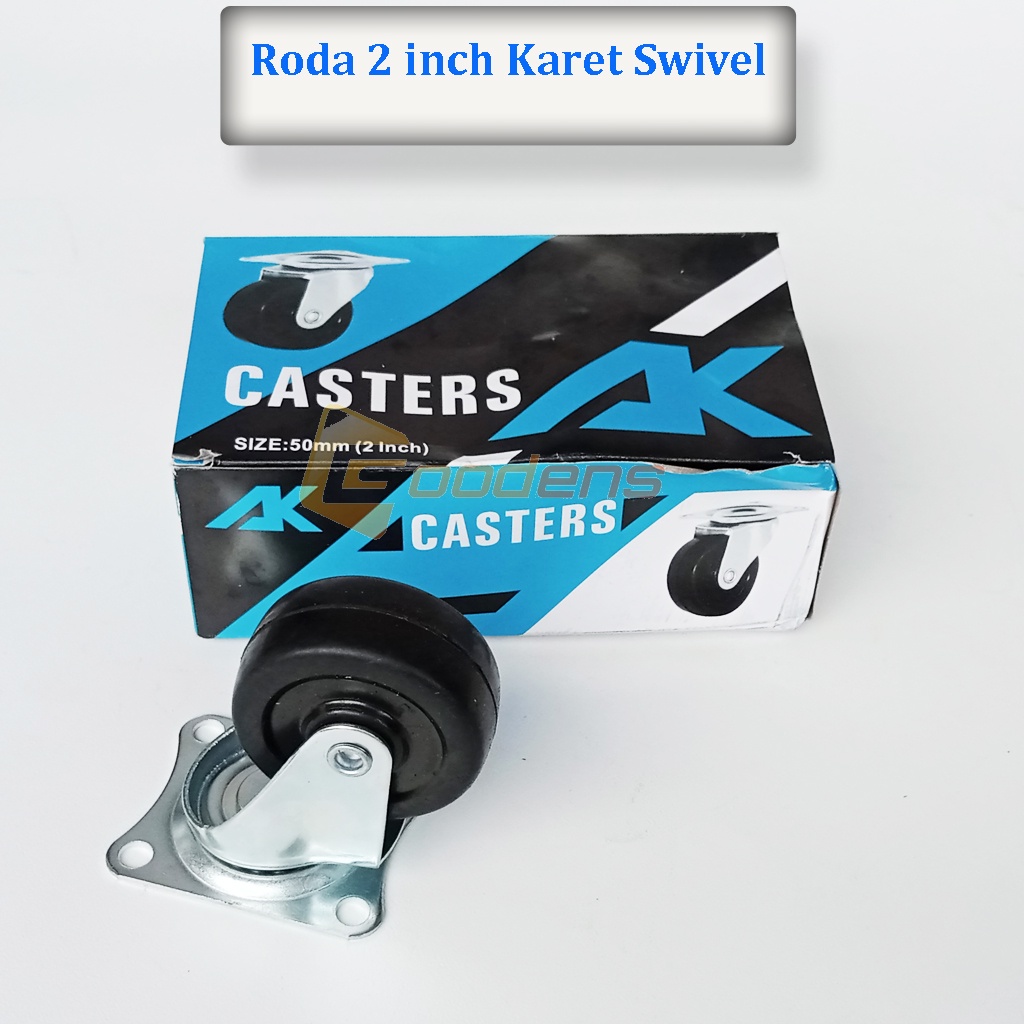 Roda Karet 2 Inch Hidup Roda Caster Roda Gepeng