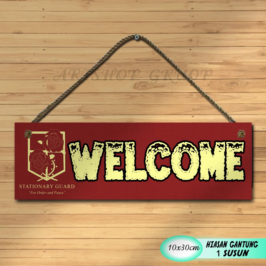 Hiasan pintu pajangan pintu Hiasan kamar welcome ANIME ATTACK ON TITAN shabby walldecor poster kayu