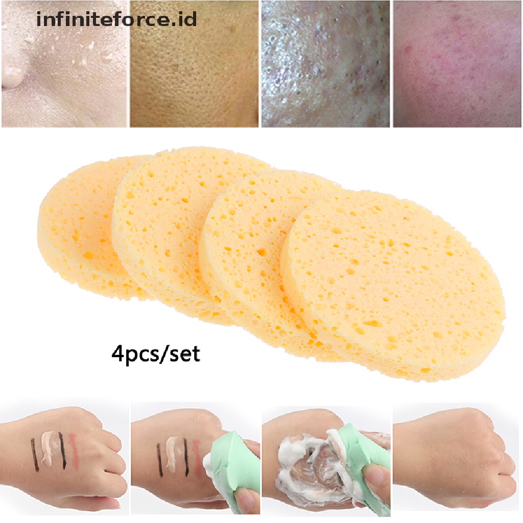 Infiniteforce.id 4pcs / Set Spons Puff Lembut Pembersih Makeup / Kosmetik Wajah