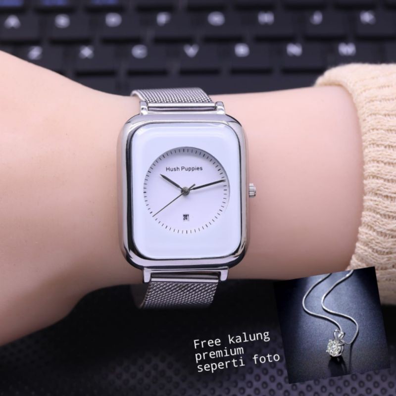 Jam Tangan Wanita Hush Puppies Rantai Pasir Free Kalung