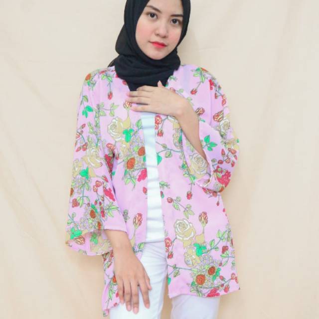 [Brussel] Outer Motif Bunga Pink / Luaran Baju