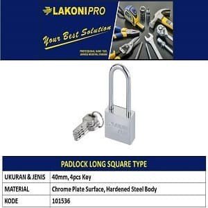 Gembok LAKONIPRO 101536 / Padlock Long Square 40mm LAKONIPRO