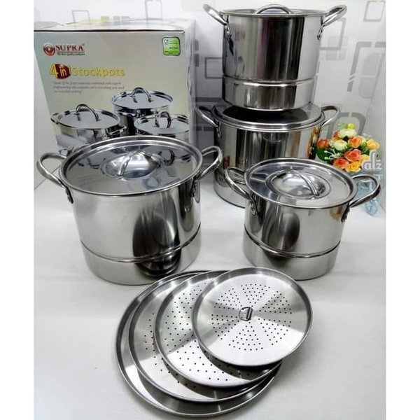 SUPRA 4IN1 4 IN 1 PANCI KUKUS STAINLESS STEEL SET 4PCS PCS STEAMER