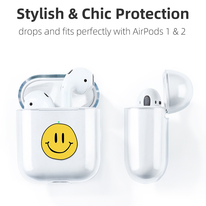 Case Cover Earphone Desain Kartun Hewan Senyum Untuk AirPods 1 / 2