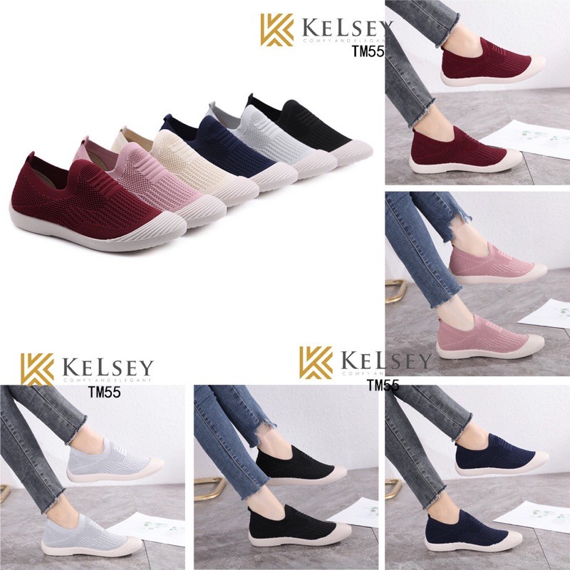 (GRATIS ALAS KAKI) RESTOCK!!  NICOLE SEPATU SLIP ON KELSEY TM55 SEPATU FLYKNIT SHOES FLAT SEPATU WANITA IMPORT