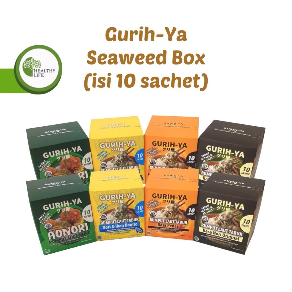 Gurih Ya Seaweed Nori Seasoning Gusset / Box Isi 10 Pcs Sachet 55 gr