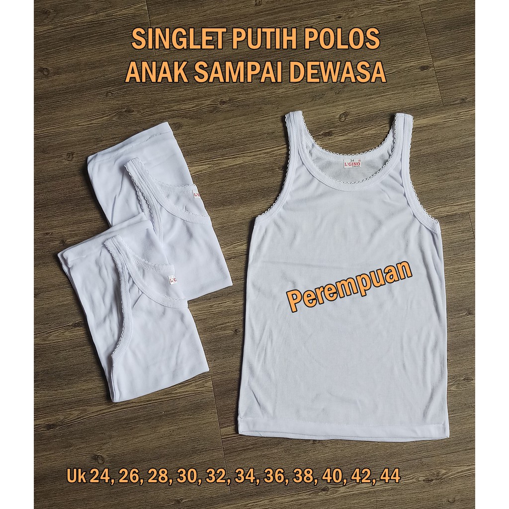 Kaos Singlet Premium / Kaos Dalam Anak Sampai Dewasa Perempuan Putih Polos