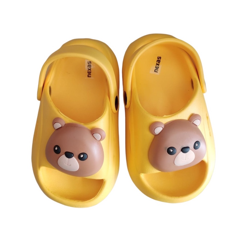 Sendal Anak Laki Laki Usia 6 Tahunan BEAR KUNING Karet Anti Licin - Sendal Anak Cowok Model Tali Belakang Motif Kartun Lucu Karet Anti Licin Size 18-29