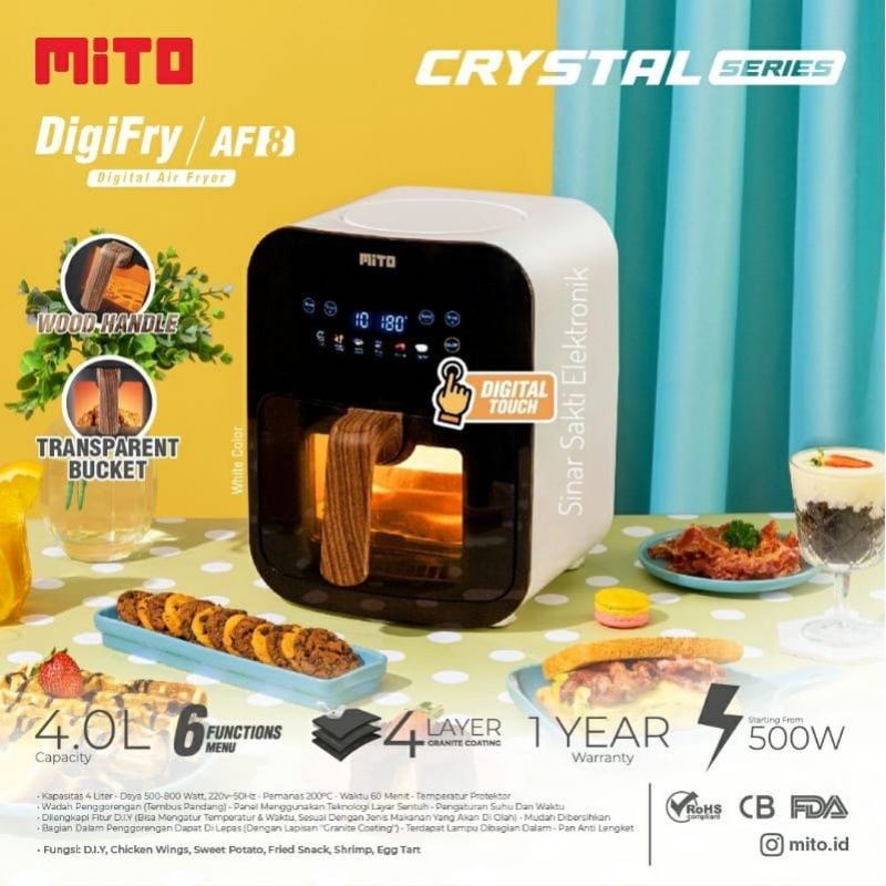 Air Fryer Mito Digital AF 8 AF8 Transparan Crystal Series