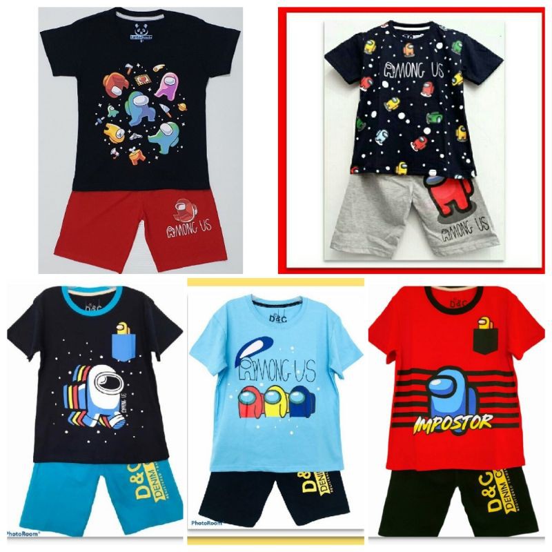 baju setelan harian anak among us impostor