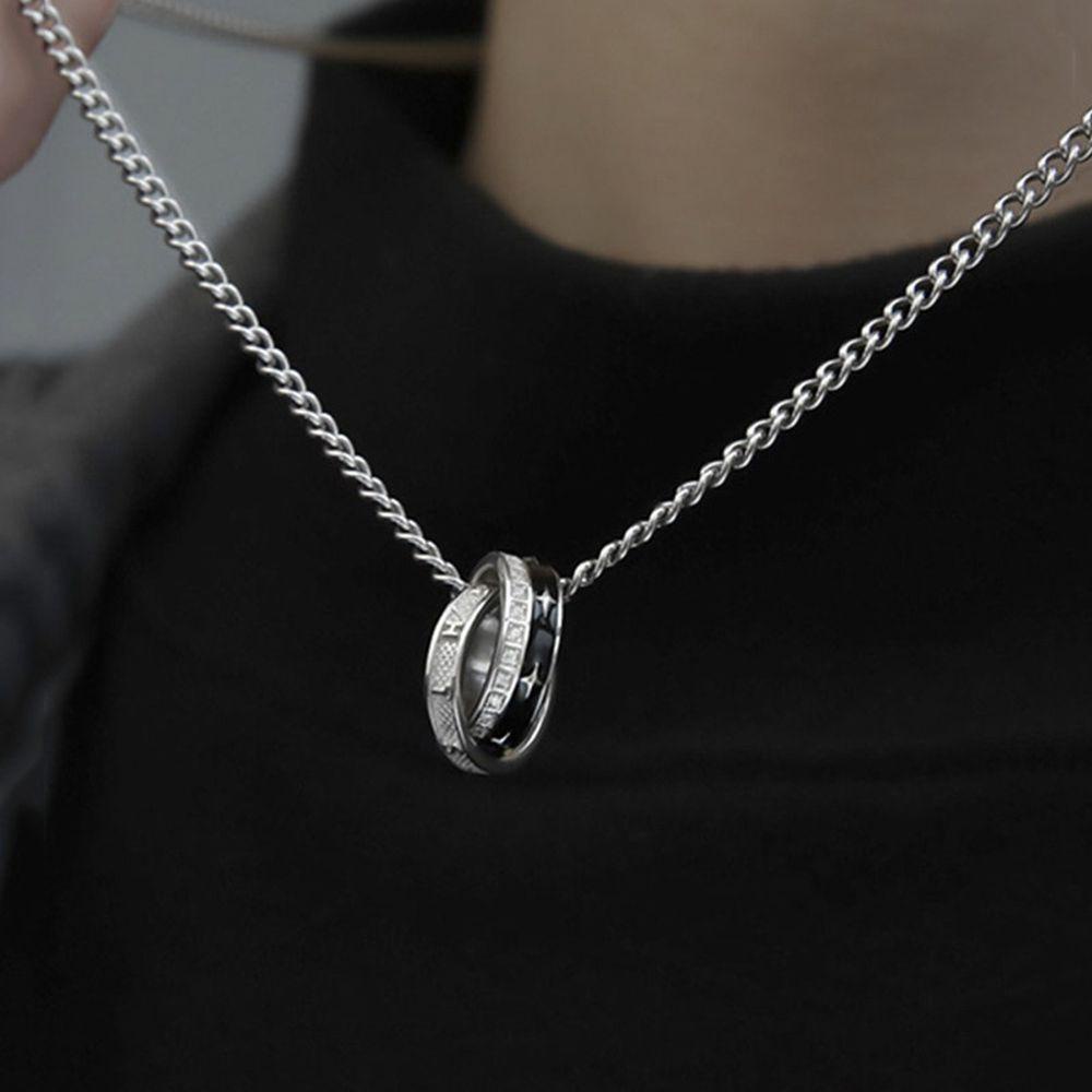 Needway Pria Kalung Kreatif Sederhana Wanita Lingkaran Hadiah Pacar Pria Sweater Rantai Gaya Korea Kalung