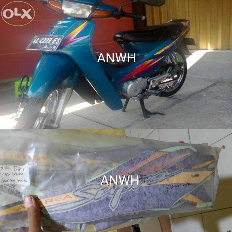 Stiker Striping Honda Supra X 100 Biru Original