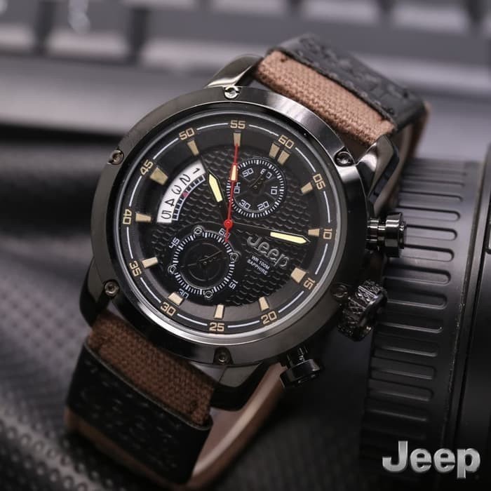 Jam Tangan Jeep Crono Aktif Tali Kanvas - Jam Tangan Pria Kanvas Super Mewah - Terlaris