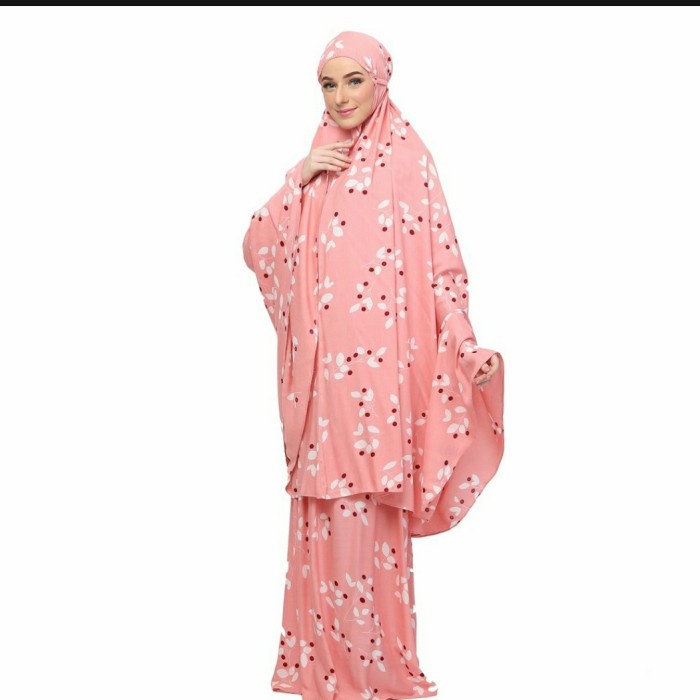 Mukena Tazbia Simply Leaf Green - Merah Muda