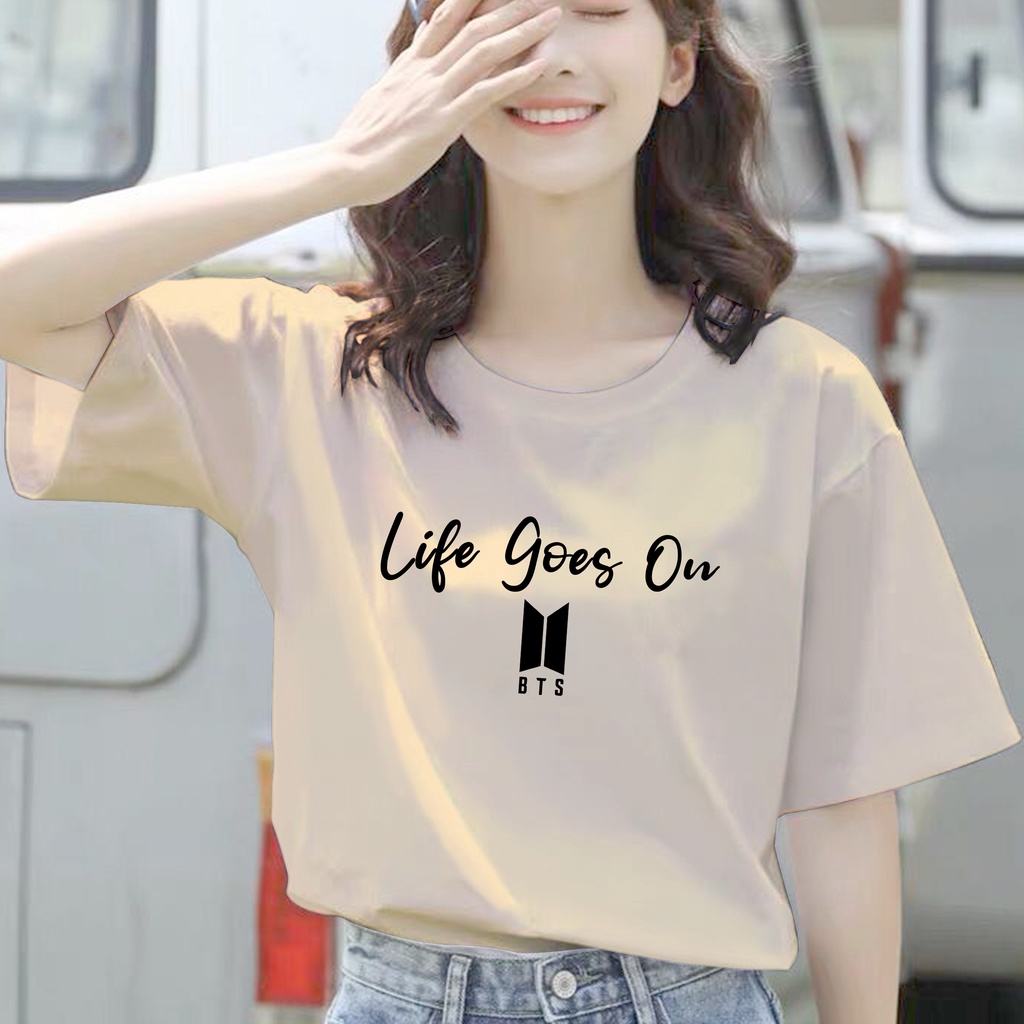 CALVIERO SHOP - BAJU KAOS ATASAN WANITA PRINT LIFE GOES ON ONLY