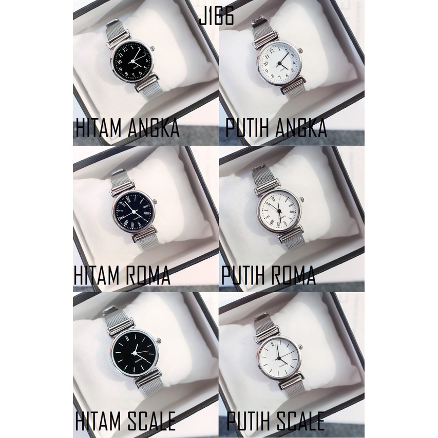 FYGALERYSURABAYA J166 Jam Tangan Wanita Analog Rantai Tali Glossy Silver  Woman Fashion