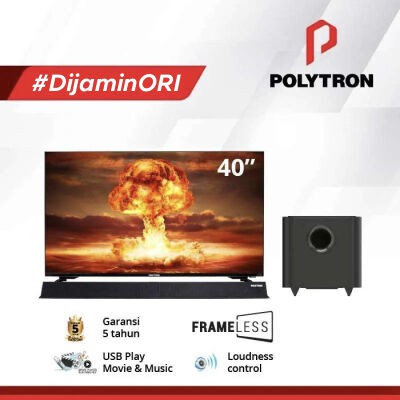 LED TV POLYTRON  40 Inch Full HD - PLD40B8951 + Cinemax SoundBar