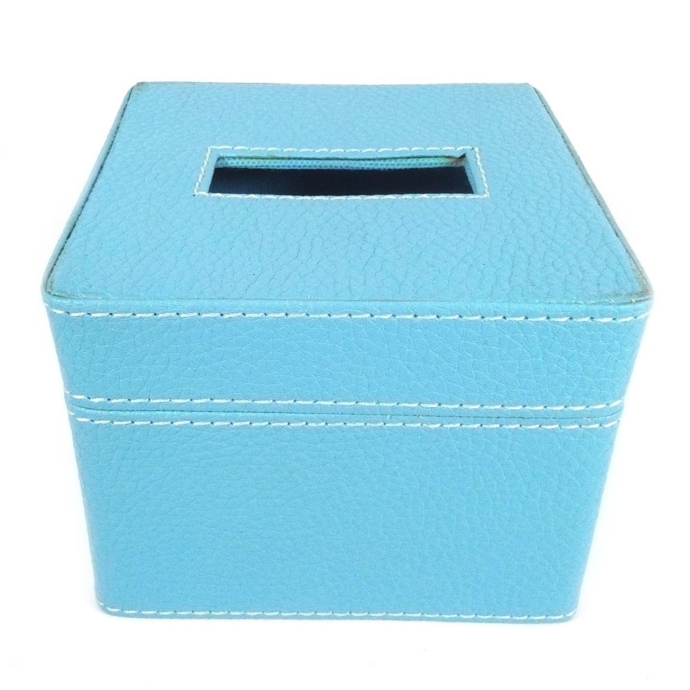 Kotak Box Tisu Vinyl 13x13x9 cm  - Biru Tosca