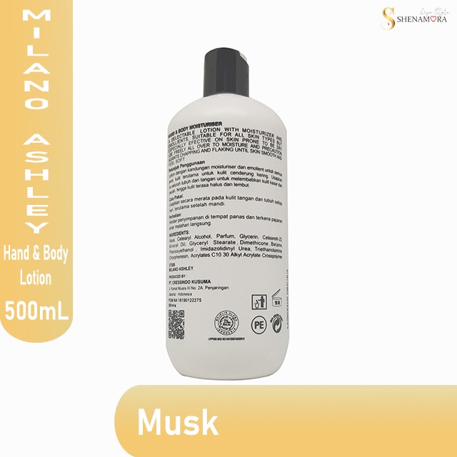 Musk Hand Body Lotion By Milano Ashley 500 ml