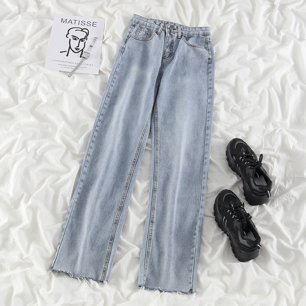 korean style new biru salju straight fit celana jeans panjang wanita(gambar fisik)