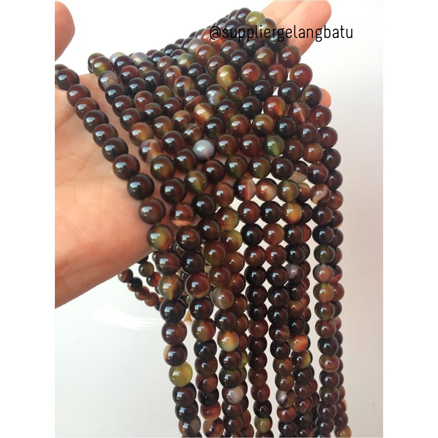 batu manau loreng ginggang hijau 8mm merah manao mangga oren natural aksesoris craft beads grosir