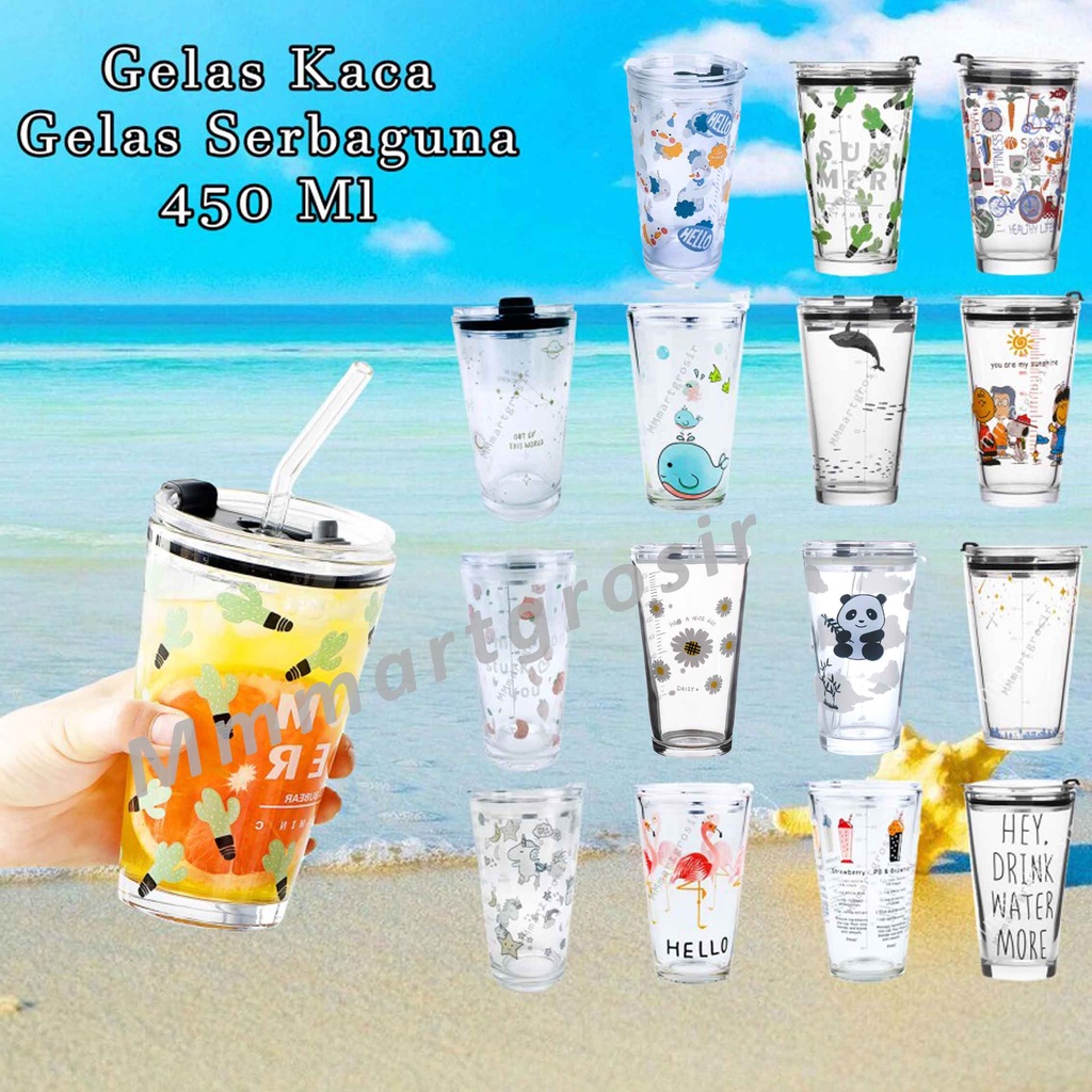 Gelas susu, gelas jus, gelas air, gelas teh ,gelas ukur 450ML