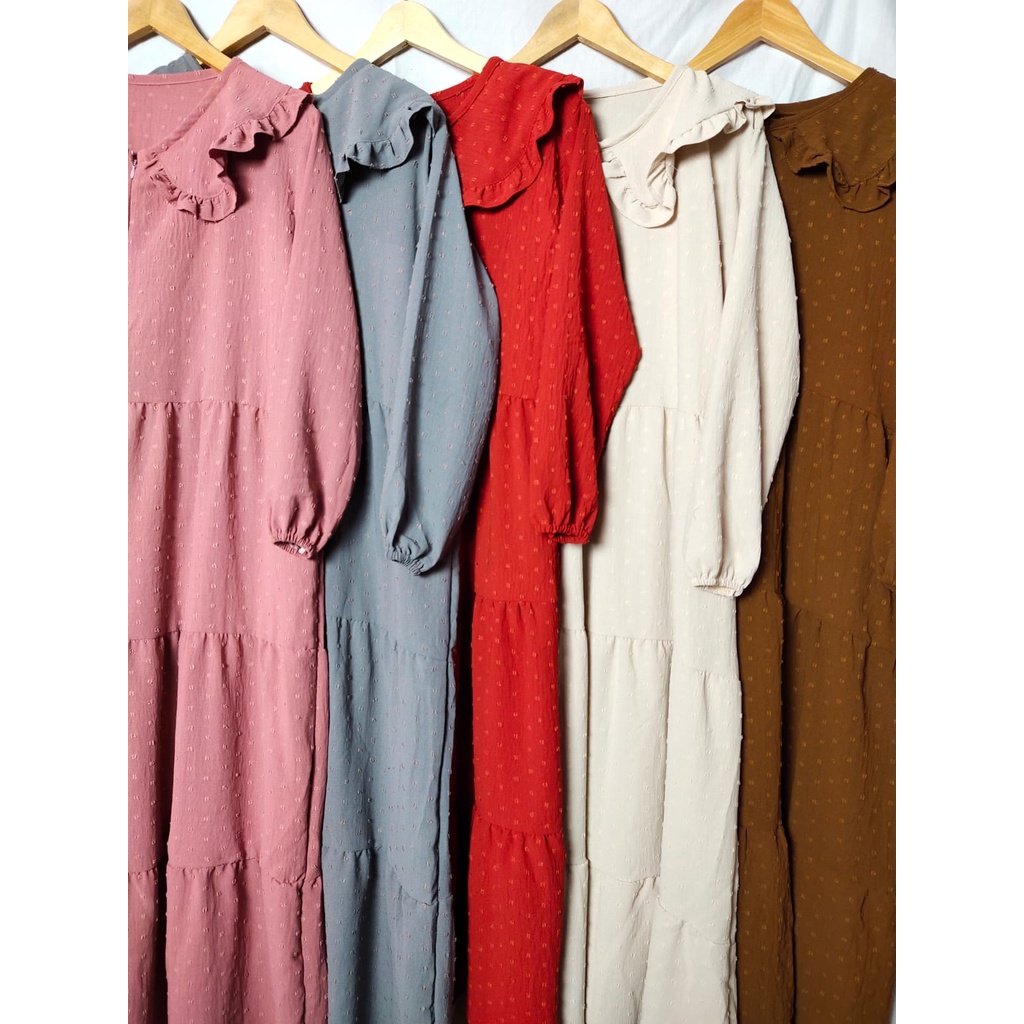 Midi Dress Crinkle Ruby Uragiri Import Gamis Kekinian Terbaru Murah