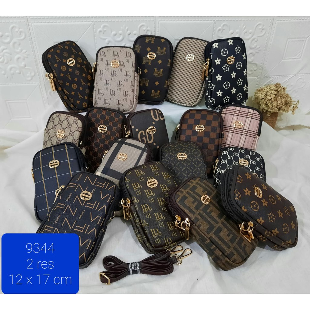 pouch hp 9344 , 2 res uk 12 x 17 cm bahan waterproof tas import wanita selempang