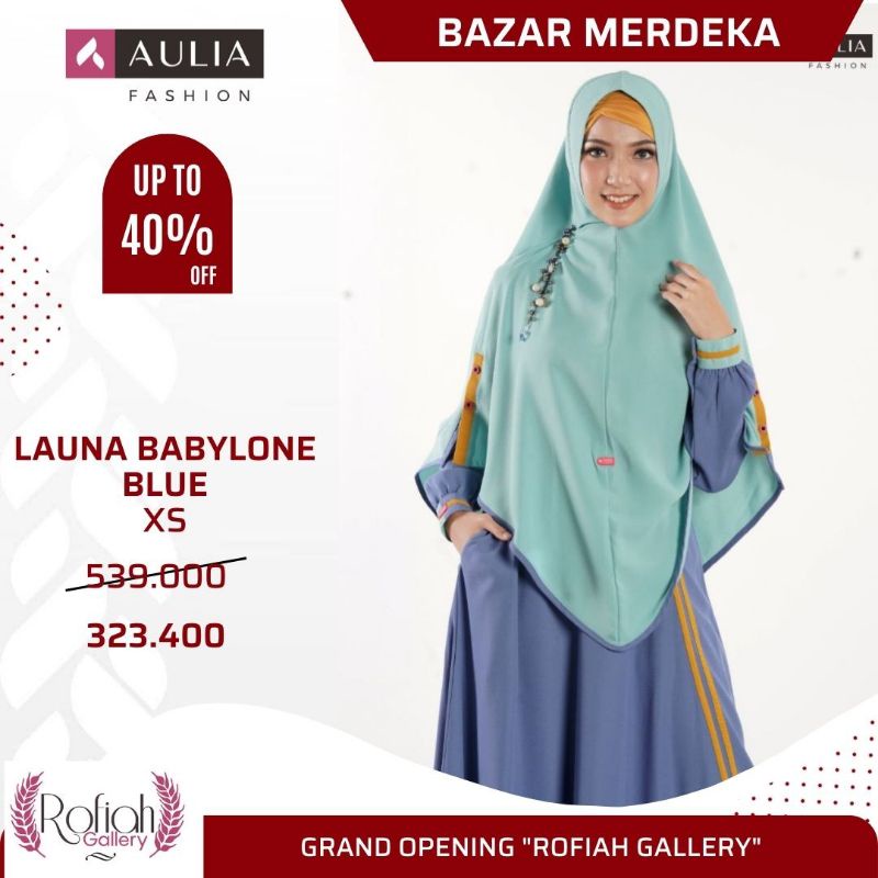 Launa Babylone Blue Mint Gamis Aulia