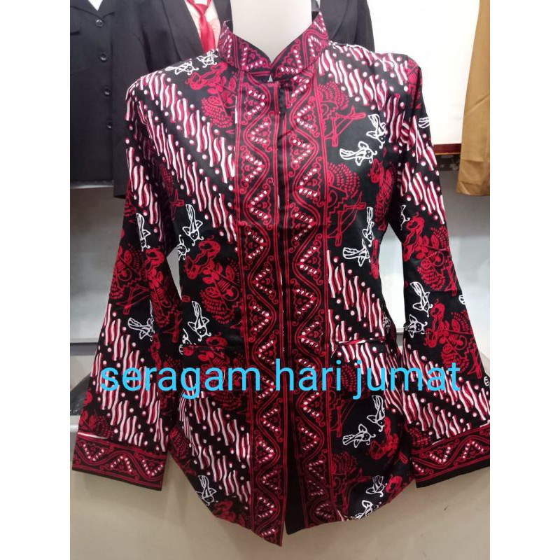 Baju Batik Banyuasin Hitam Wanita / Baju Dinas Batik Banyuasin Wanita