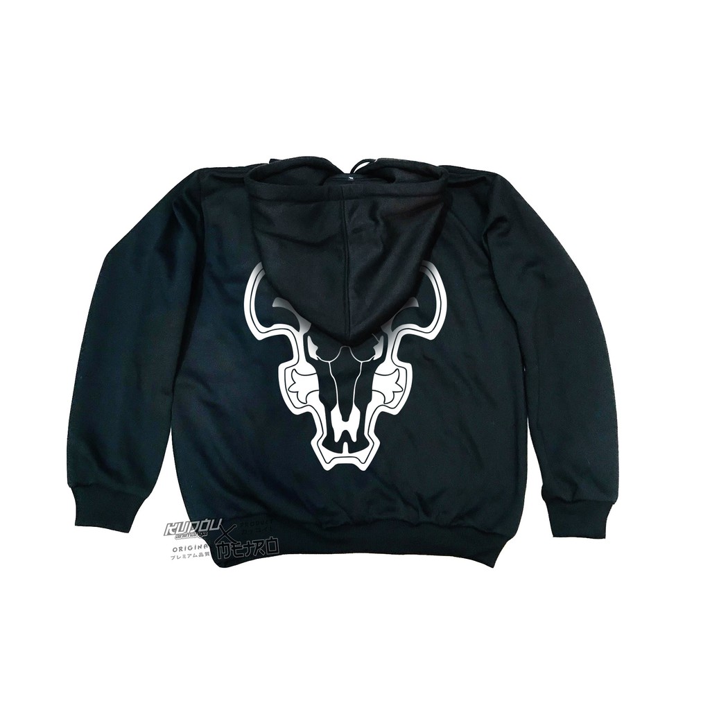 Hoodie Blackbull Black Clover Kanji Hitam Fleece