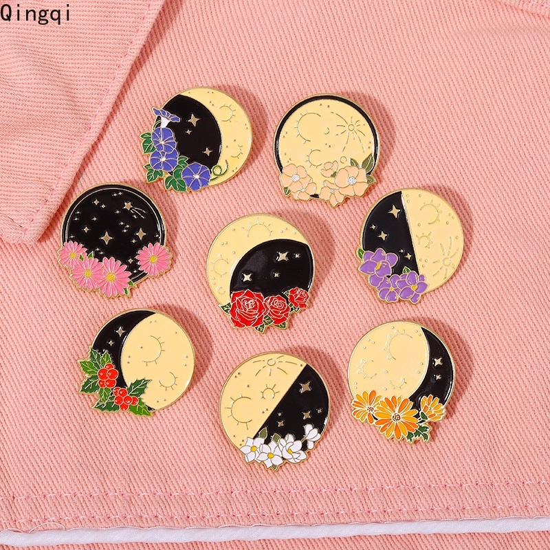 Bros Pin Enamel Bentuk Bunga Daisy Mawar Morning Glory Bahan Metal Untuk Pasangan