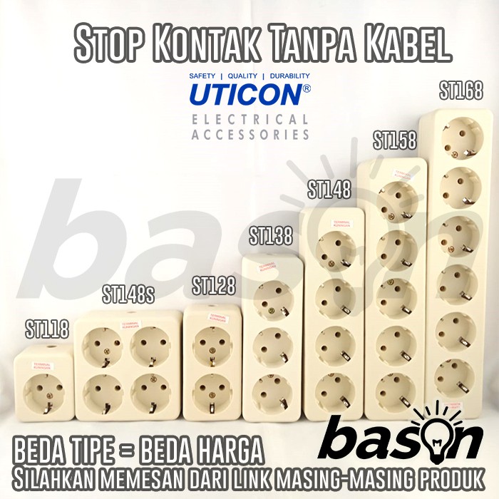 UTICON ST148 Stop Kontak 4 Lubang - TANPA KABEL