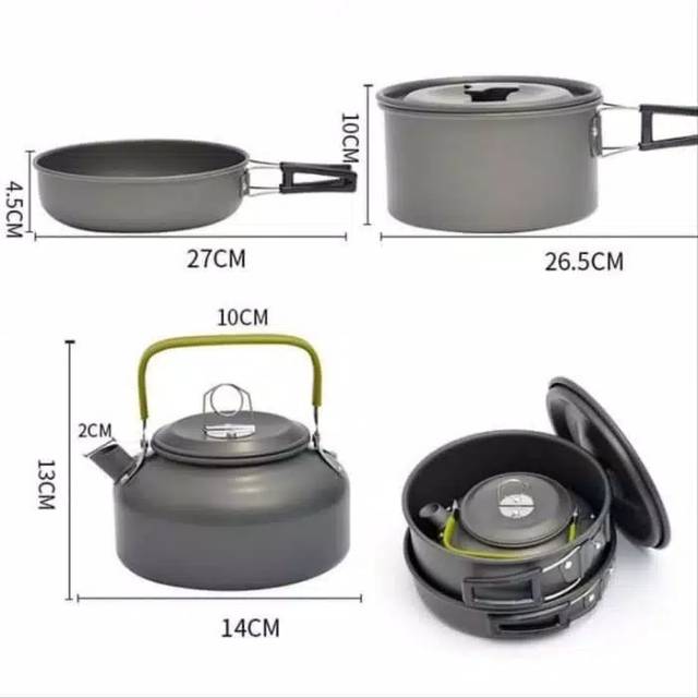 Cooking set DS308 SY308 nesting panci teko kettle ketel camping outdoor