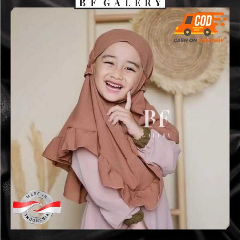 BFJ021 Jilbab Kity Anak Hijab Bergo Maryam Anak Rempel Tali Kriwil Hijab Kity NON-PED Bahan Lembut Jakarta