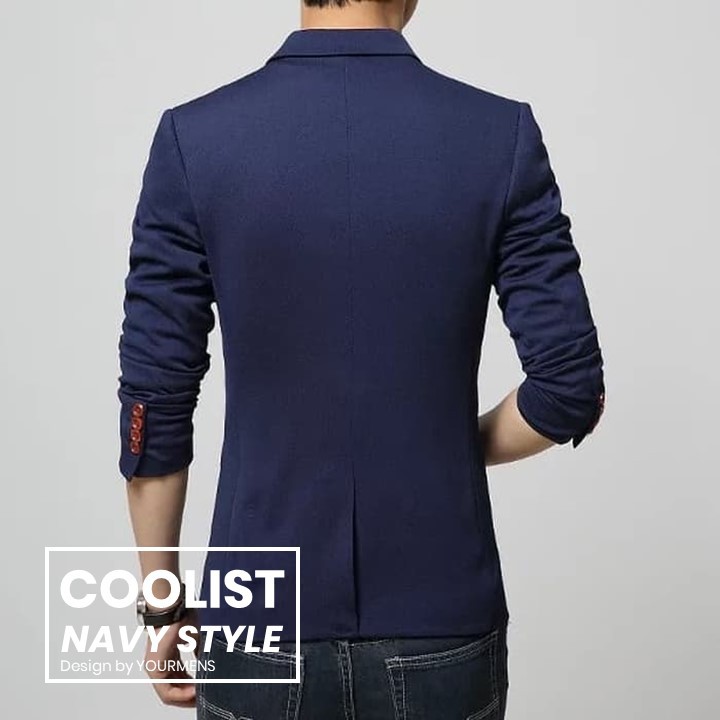 NEW BLAZER PRIA NAVY COOLIST SLIMFIT KOREA KEREN BAHAN HIGH TWIST TERBAIK SEMI FORMAL