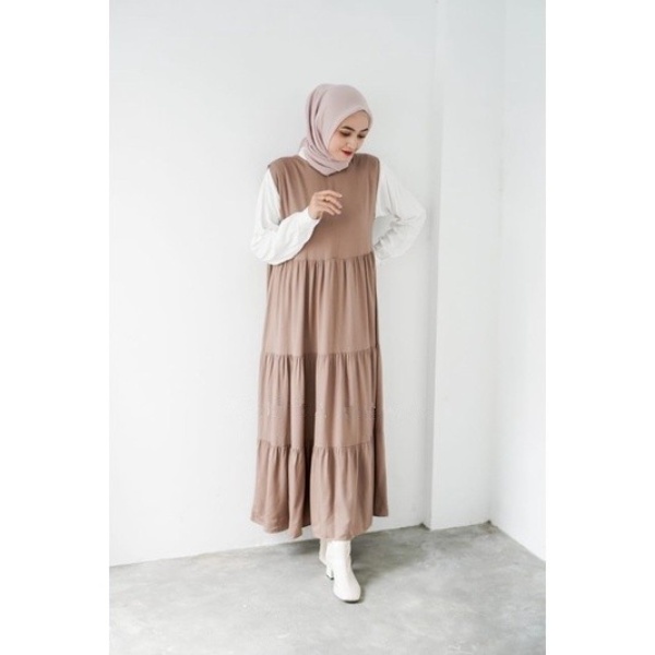 Inner Dress Tanpa Lengan Jumbo Rayon Premium Gamis Wanita Terbaru 2022 Kekinian Remaja