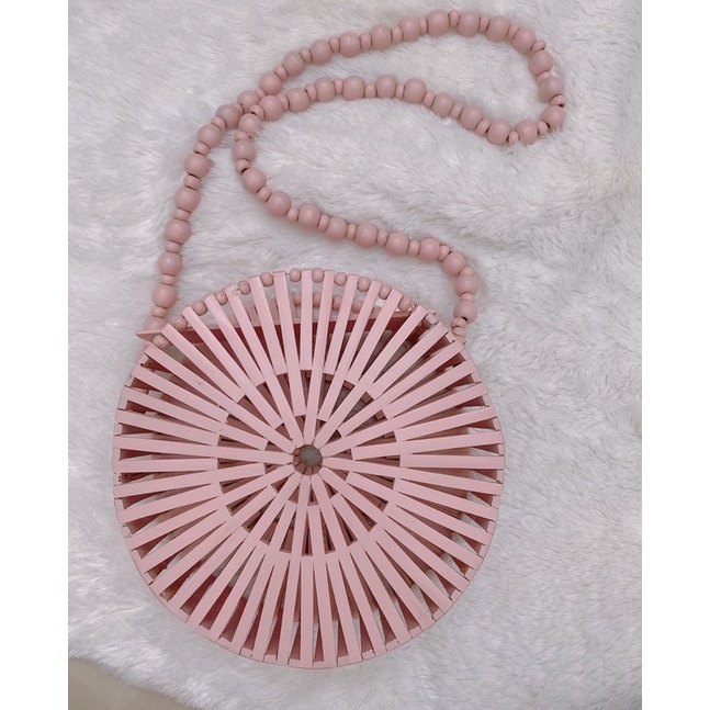 tas rotan bulat bambu kerajinan