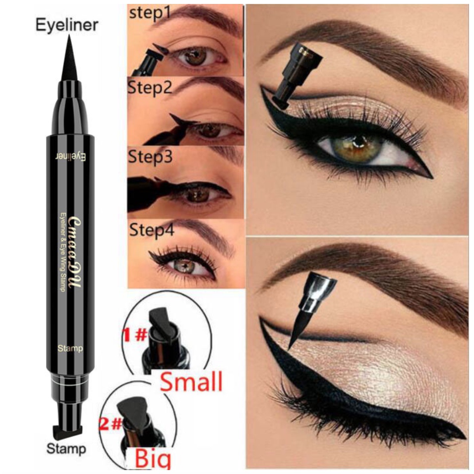 CMAADU Double Head Eyeliner Black Quick Dry Vamp Stamps Tool XX006