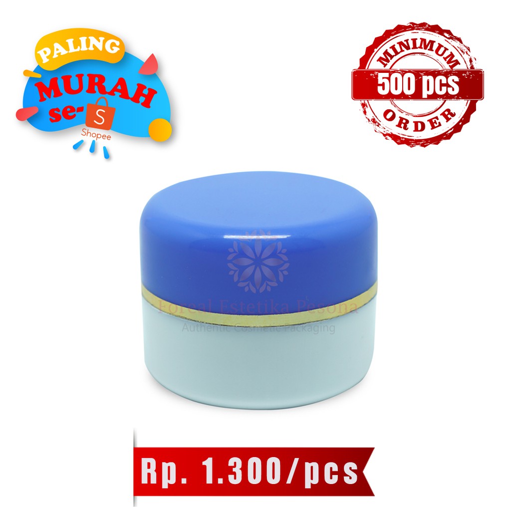 Pot Cream 10gr-12.5gr Blue White / Pot Cream Biru Putih / Jual Pot Cream Murah / (ISI 500pcs)