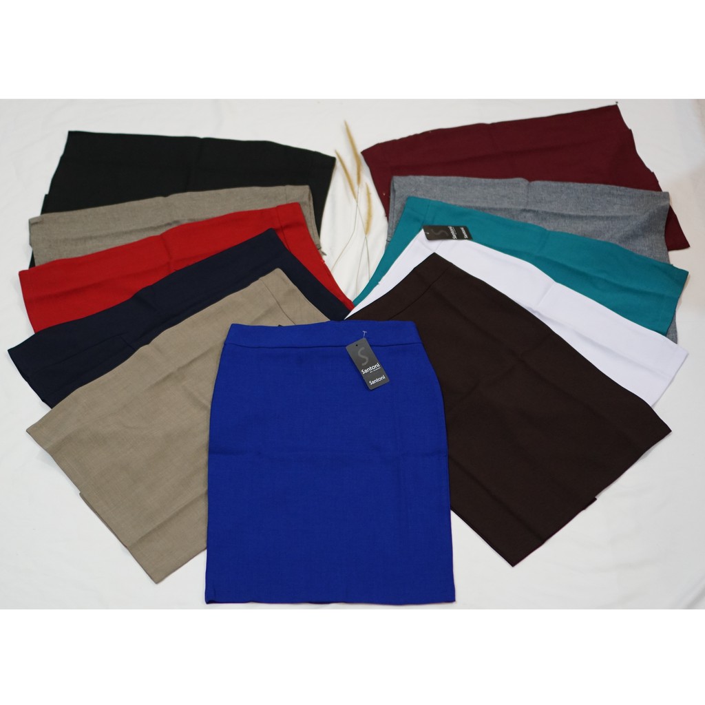 ROK KERJA PENDEK PREMIUM MODEL SPAN BELAH BELAKANG / ROK SPAN PENDEK / ROK PENDEK  ( SIZE S M L XL )