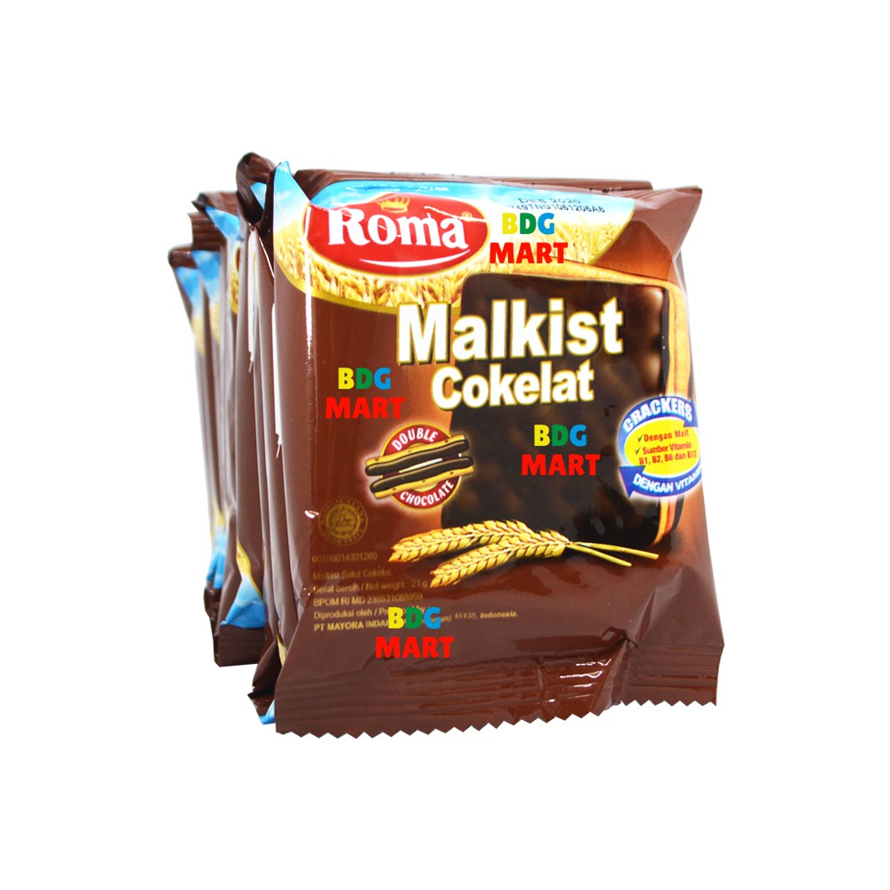 

RENCENG Roma Malkist Krim Coklat Biskuit Renyah Dengan Olesan Double Chocolate Nikmat - 10pcs x 21gr