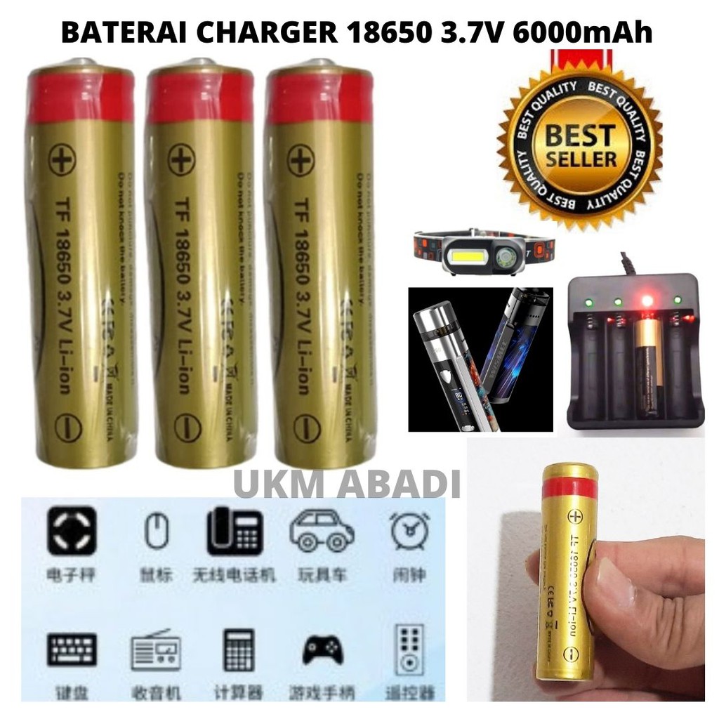 Baterai Cas Li-ion 18650 Rechargeable Protection 6000mAh 3.7V Flat 111107